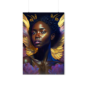 Angel Wall Art Gold Wings Spiritual Art Black Art Print Digital Art Digital Prints Wall Art Poster Portrait Painting