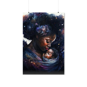 Mother and Child Wall Decor Galaxy Black Art Print Mother's Day Gift Digital Art Print Wall Art Poster