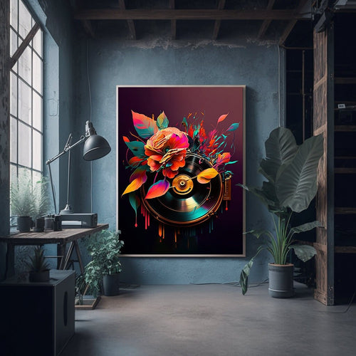 Vinyl Record Wall Decor Retro Art Print Vintage Art Digital Art Print Art Gifts Abstract Art Poster Floral Art