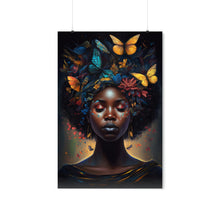 Load image into Gallery viewer, Black Woman With Afro Wall Decor Butterflies Black Art Print Abstract Art Digital Art Print Wall Art Poster