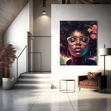 Load image into Gallery viewer, Black Woman with Afro Wall Art Poster Digital Prints Black Art Print Colorful Art Portrait Painting