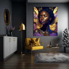 Load image into Gallery viewer, Angel Wall Art Gold Wings Spiritual Art Black Art Print Digital Art Digital Prints Wall Art Poster Portrait Painting