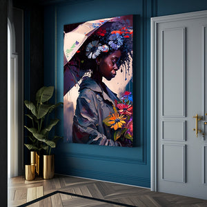 Black Woman Wall Decor Floral Art Black Art Print Abstract Art Digital Art Print Wall Art Poster