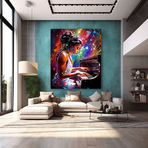 Black Pianist Digital Art Music Print Gift Abstract Art for Housewarming Afro Art Gift Digital Wall Art Poster