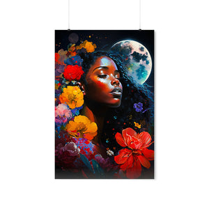 Black woman Art Digital Print Black Art Gift for Her Floral Abstract Art for Housewarming Gift Digital Wall Art Poster