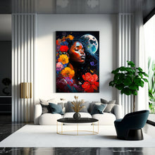 Load image into Gallery viewer, Black woman Art Digital Print Black Art Gift for Her Floral Abstract Art for Housewarming Gift Digital Wall Art Poster