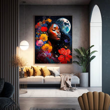 Load image into Gallery viewer, Black woman Art Digital Print Black Art Gift for Her Floral Abstract Art for Housewarming Gift Digital Wall Art Poster