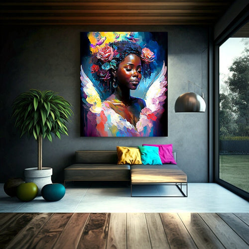 Black Woman Angel Digital Art Print Abstract Black Art for Housewarming Gift Afro Art Gift Digital Wall Art Poster