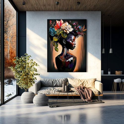 Flower Vase Digital Art Print Abstract Black Art for Housewarming Gift Afro Art Gift Digital Wall Art Poster