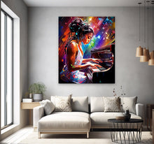 Load image into Gallery viewer, Black Pianist Digital Art Music Print Gift Abstract Art for Housewarming Afro Art Gift Digital Wall Art Poster