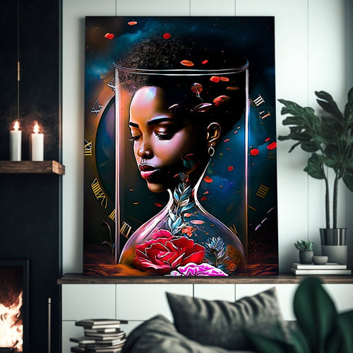 Hourglass Digital Art Print Abstract Black Art for Housewarming Gift Afrocentric Art Gift Digital Wall Art Poster