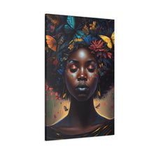 Load image into Gallery viewer, Black Woman With Afro Wall Decor Butterflies Black Art Canvas Abstract Art Digital Art Canvas Gallery Wraps